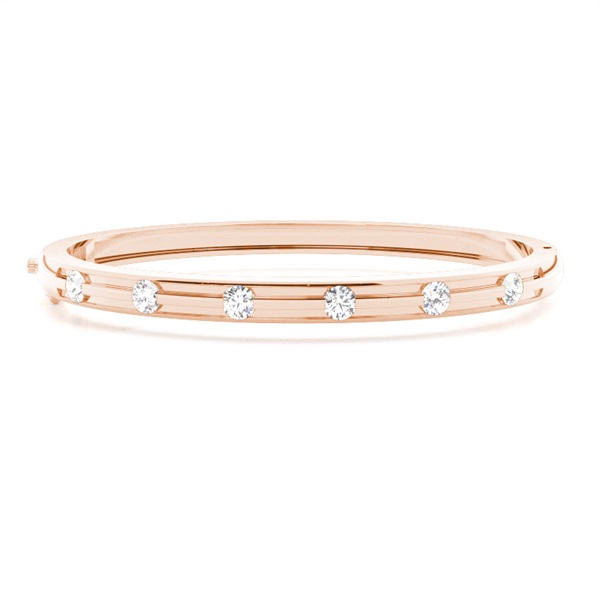 Flush Setting Round Diamond Bangle