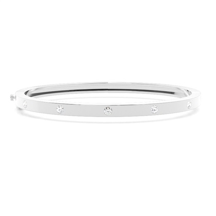 Flush Setting Round Diamond Bangle