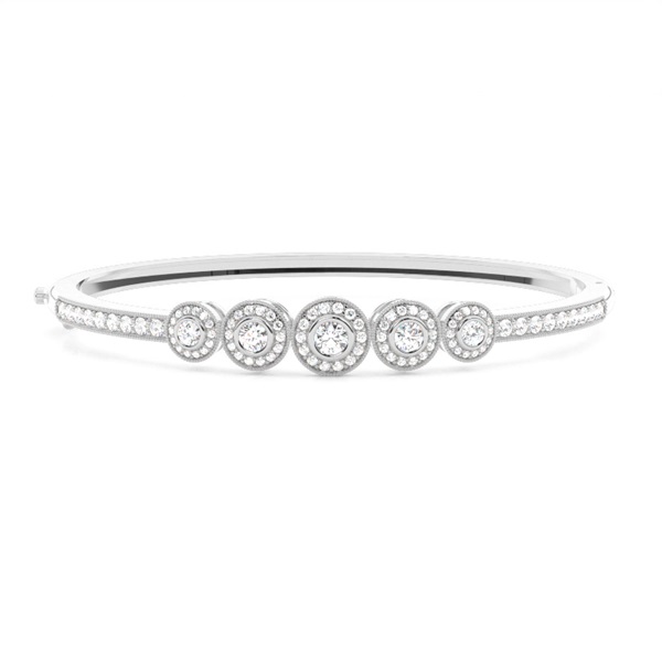 Full Bezel & Pave Setting Round Diamond Bangle