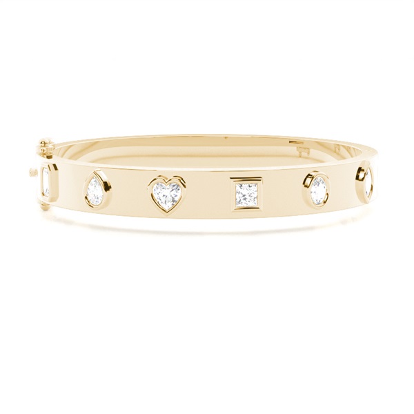 Flush Setting Multi Shape Diamond Bangle