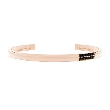 Two-Tone Black Diamond Men's Cuff Bangle