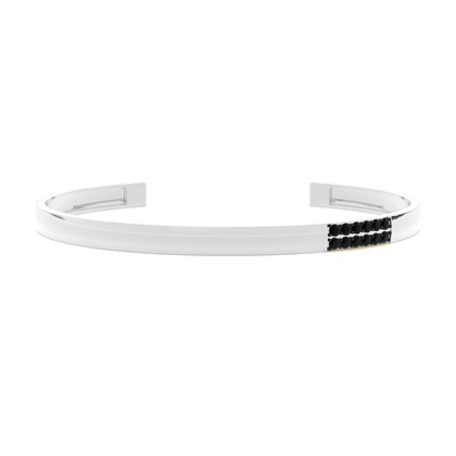 Two-Tone Black Diamond Men's Cuff Bangle