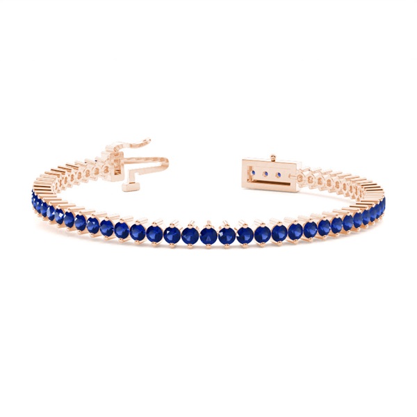 Prong Setting Round Blue Sapphire Tennis Bracelet