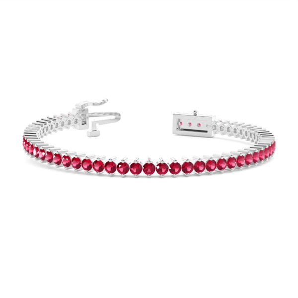 Prong Setting Round Ruby Tennis Bracelet