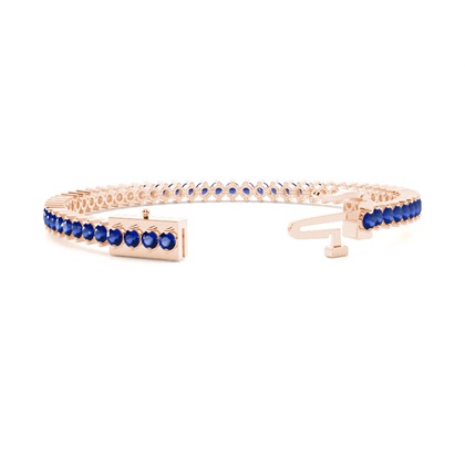 Rundes blaues Saphir-Tennisarmband in Krappenfassung