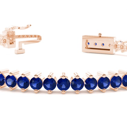 Prong Setting Round Blue Sapphire Tennis Bracelet