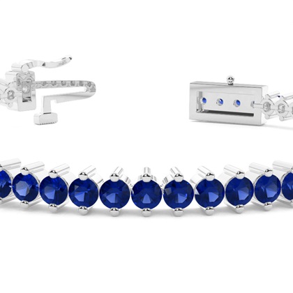 Prong Setting Round Blue Sapphire Tennis Bracelet