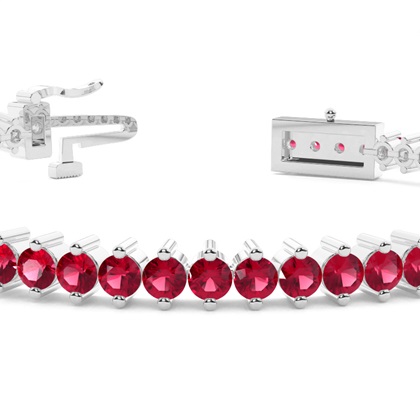 Prong Setting Round Ruby Tennis Bracelet