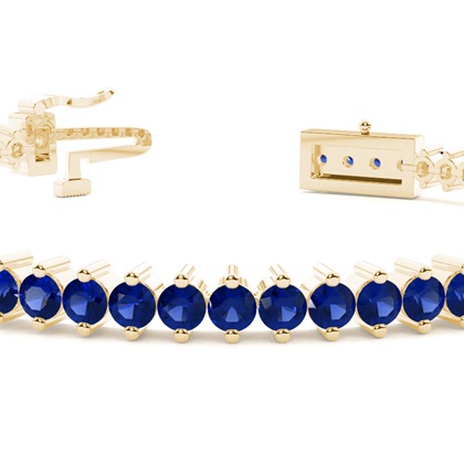 Prong Setting Round Blue Sapphire Tennis Bracelet
