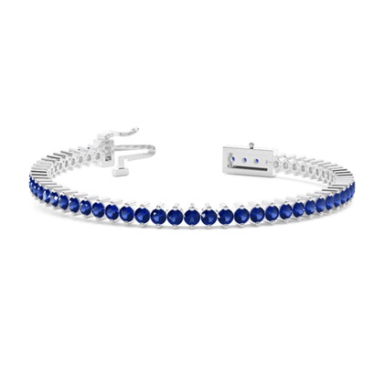 Prong Setting Round Blue Sapphire Tennis Bracelet