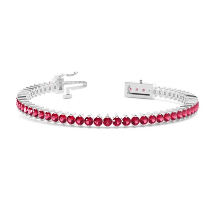 Prong Setting Round Ruby Tennis Bracelet