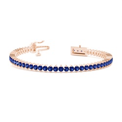 Rundes blaues Saphir-Tennisarmband in Krappenfassung