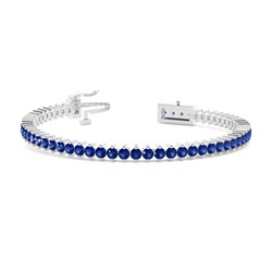 Rundes blaues Saphir-Tennisarmband in Krappenfassung