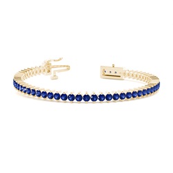 Rundes blaues Saphir-Tennisarmband in Krappenfassung