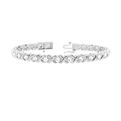2 Prong Setting Round Diamond Designer Bracelet