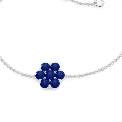 Druckeinstellung rundes Armband mit blauem Saphir für jeden Tag