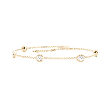 0.90ct. Full Bezel Setting Round & Pear Diamond Delicate Bracelet