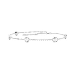 0.90ct. Full Bezel Setting Round & Pear Diamond Delicate Bracelet