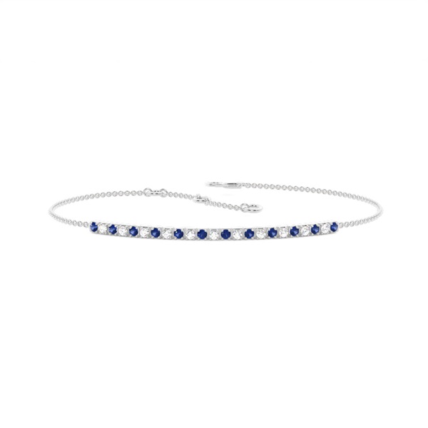 4 Prong Setting Round Blue Sapphire Everyday Bracelet