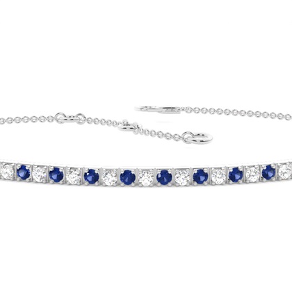 4-Krappen-Fassung rundes blaues Saphir-Alltagsarmband