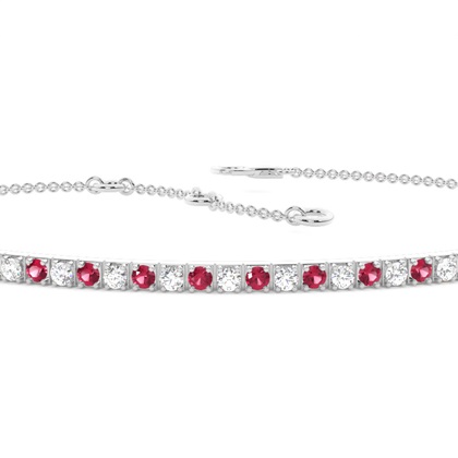 4 Prong Setting Round Ruby Everyday Bracelet