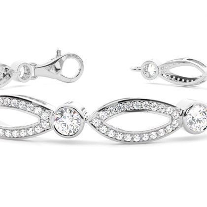 Rund förmiges designer Armband gefasst in einer Pave und Zargenfassung