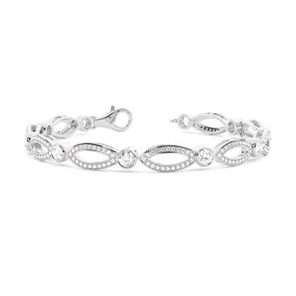 Full Bezel & Pave Setting Round Diamond Designer Bracelet