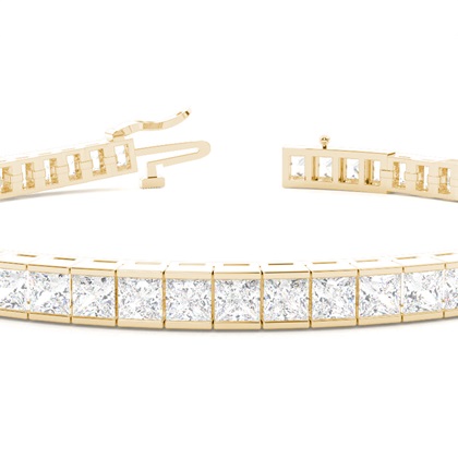 Princess Form Diamant Tennis Armband in einer Kanalfassung