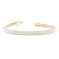 Zwei Reihen Princess Form Diamant Tennis Armband in einer Krappenfassung