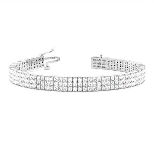 Three Row Prong Set Diamond Tennis Bracelet