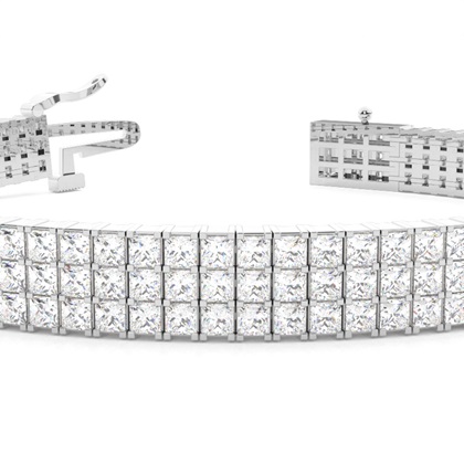 Three Row Prong Set Diamond Tennis Bracelet