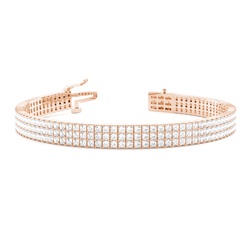 Drei Reihen Princess Form Diamant Tennis Armband in einer Krappenfassung