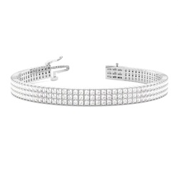Three Row Prong Set Diamond Tennis Bracelet