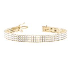 Drei Reihen Princess Form Diamant Tennis Armband in einer Krappenfassung