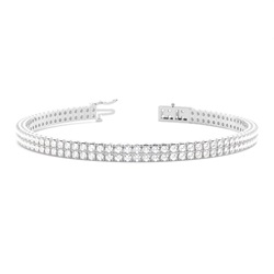 Zwei Reihen Runder Diamant Tennis Armband in einer Pavefassung