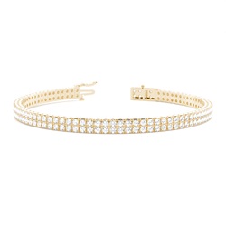 Zwei Reihen Runder Diamant Tennis Armband in einer Pavefassung