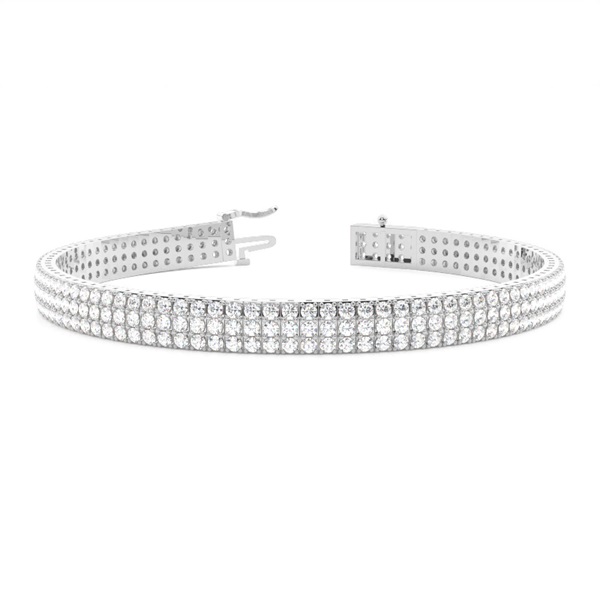 Three Row Prong Set Diamond Tennis Bracelet