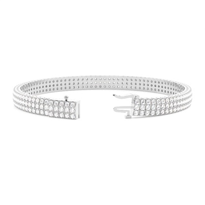 Drei Reihen Runder Diamant Tennis Armband in einer Pavefassung