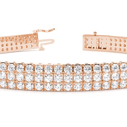 Three Row Prong Set Diamond Tennis Bracelet