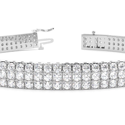 Three Row Prong Set Diamond Tennis Bracelet