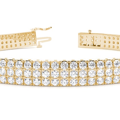 Three Row Prong Set Diamond Tennis Bracelet
