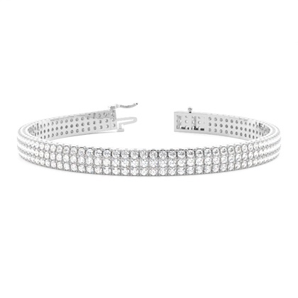 Three Row Prong Set Diamond Tennis Bracelet