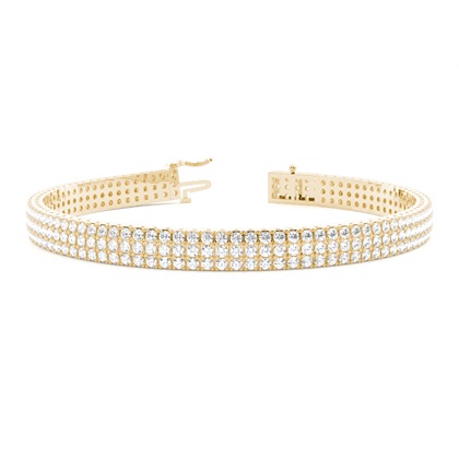 Yellow Gold Multi Row Tennis Diamond Bracelets