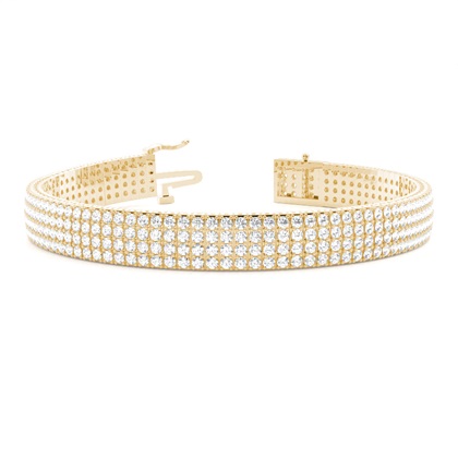 Yellow Gold Multi Row Tennis Diamond Bracelets