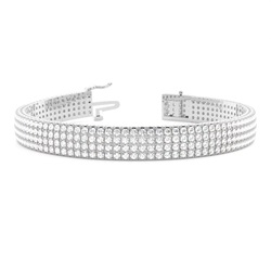 Vier Reihen Runder Diamant Tennis Armband in einer Pavefassung