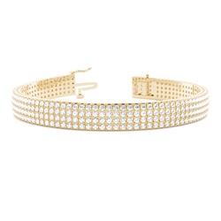 Vier Reihen Runder Diamant Tennis Armband in einer Pavefassung