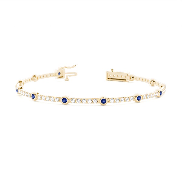 4 Prong Setting Round Blue Sapphire Tennis Bracelet