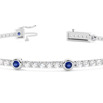 Rundes Tennisarmband mit blauem Saphir in 4 Krappenfassungen