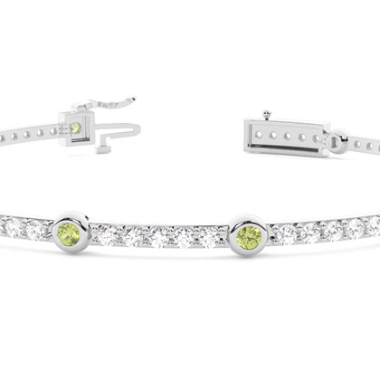 Rundes Peridot-Tennisarmband mit 4 Krappenfassungen