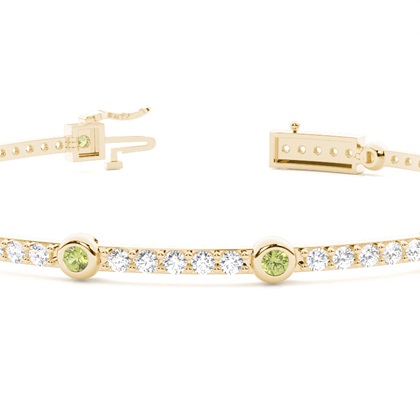 Rundes Peridot-Tennisarmband mit 4 Krappenfassungen